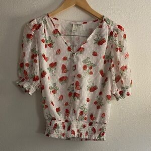 Joie Strawberry Puff Sleeve Top - size XS